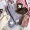 chaussette chat chaudes et épaisses pour femmes, chaussettes de dessin animé de patte de chat mignon