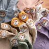 chaussette chat bateau en coton pour femmes, chaussettes à talons brodés