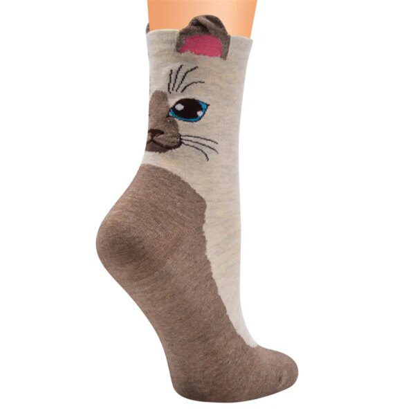 chaussette chat en coton pour femmes, chaussettes colorées