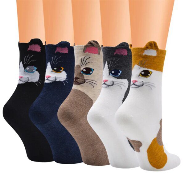 chaussette chat en coton pour femmes, chaussettes colorées