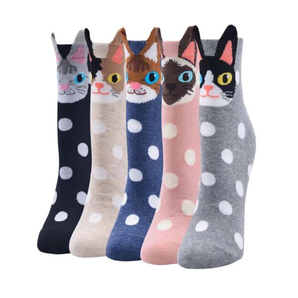 chaussette chat coton bonne qualité heureux chaussettes femmes automne et hiver