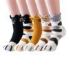 chaussette chat molletonnées en velours et corail pour femme