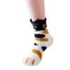 chaussette chat molletonnées en velours et corail pour femme