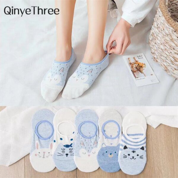 chaussette chat dessin animé chat renard ours, 5 paires/lot