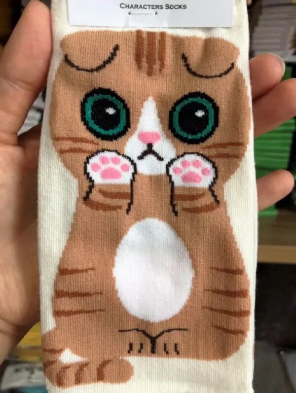 chaussette chat courtes en coton à motifs d'animaux mignons pour femmes