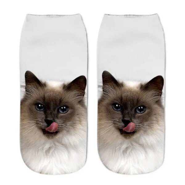Chaussettes courtes chat coton