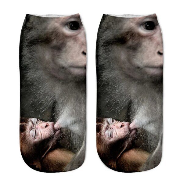 chaussette chat amusantes en coton imprimé 3D, unisexe, chaton de dessin animé