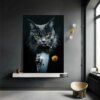 tableau chat Peinture sur toile de chat imbibé, décoration murale sans cadre, impressions d'animaux noirs