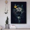 tableau chat Peinture sur toile de chat imbibé, décoration murale sans cadre, impressions d'animaux noirs