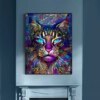 tableau chat Peinture sur toile d'interconnexion abstraite, affiches de chat, peinture à l'huile animale mignonne