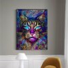tableau chat Peinture sur toile d'interconnexion abstraite, affiches de chat, peinture à l'huile animale mignonne