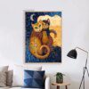 tableau chat Gustav Klimt – peinture sur toile de Style chats, abstrait, mignon, animal de compagnie