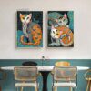 tableau chat Gustav Klimt – peinture sur toile de Style chats, abstrait, mignon, animal de compagnie