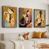 tableau chat Gustav Klimt – peinture sur toile de Style chats, abstrait, mignon, animal de compagnie