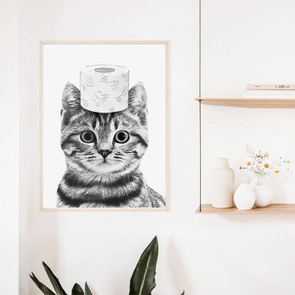 tableau chat Affiches modernes avec animaux et chats noirs, décoration de maison, impressions sur toile amusantes